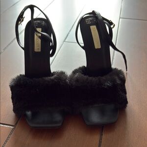 Primark Black Faux Fur Women's Heels